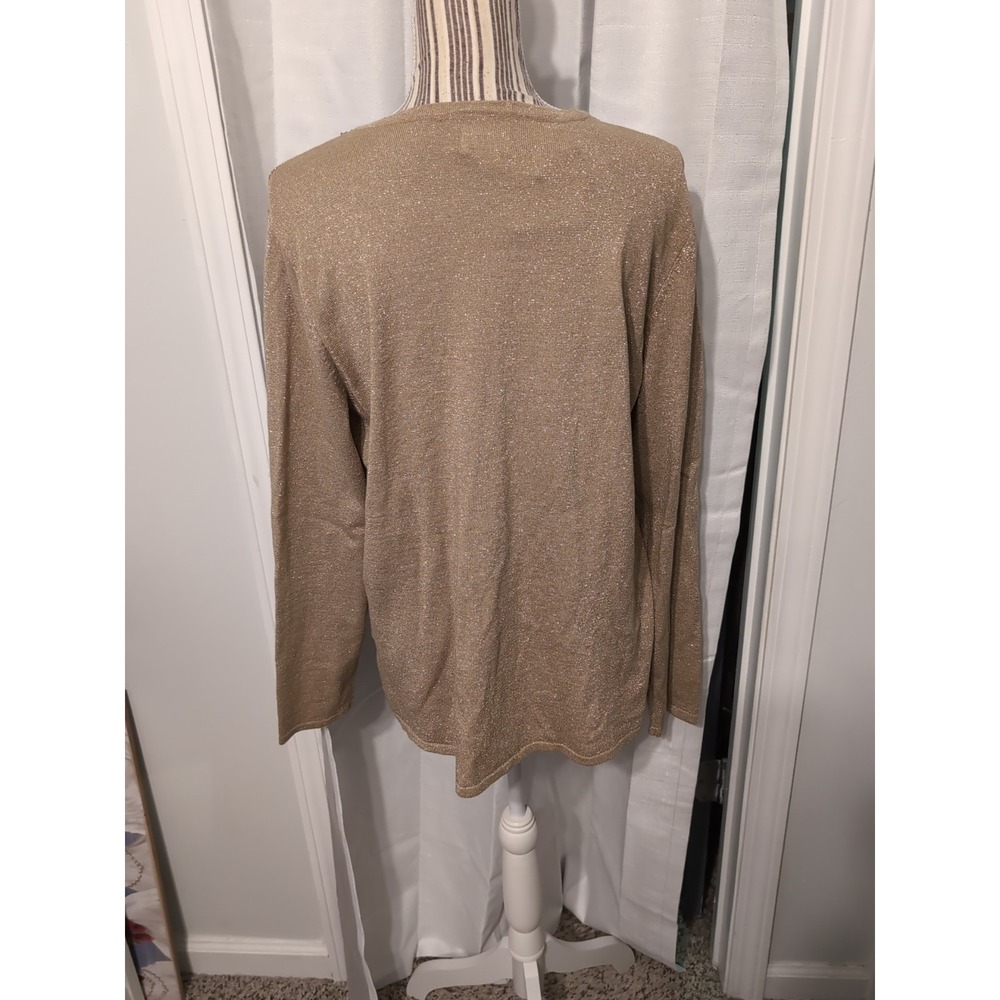 NWT Vintage Jaclyn Smith Gold Shimmer Hand Beaded Cardigan Sweater Size XL - Picture 7 of 13